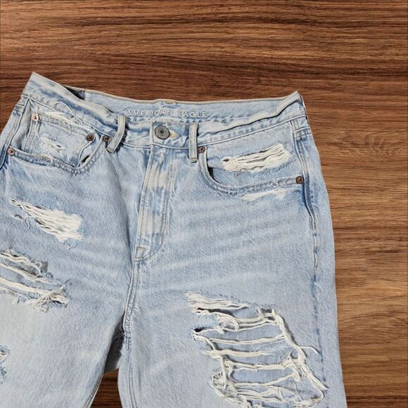 American Eagle Light Wash Distressed 90s Slim Boyfriend Jeans - Picture 2 of 7